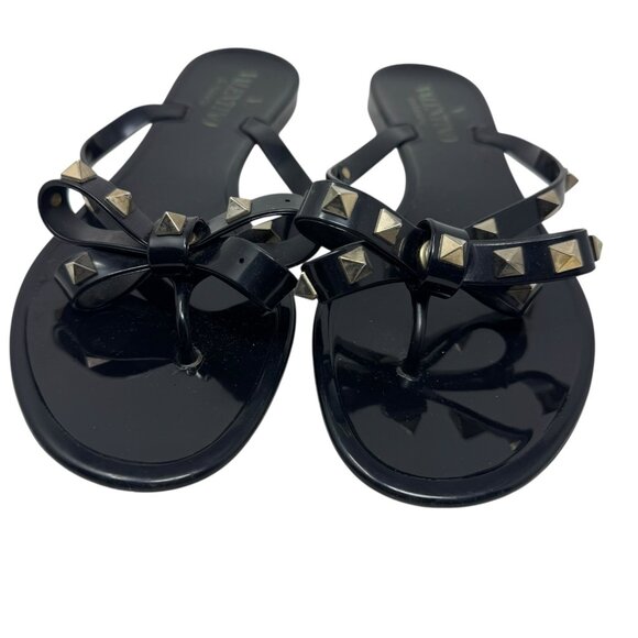 Valentino Garavani Rockstud Jelly Flip Flop thong sandals black size 37 7 - Picture 11 of 12